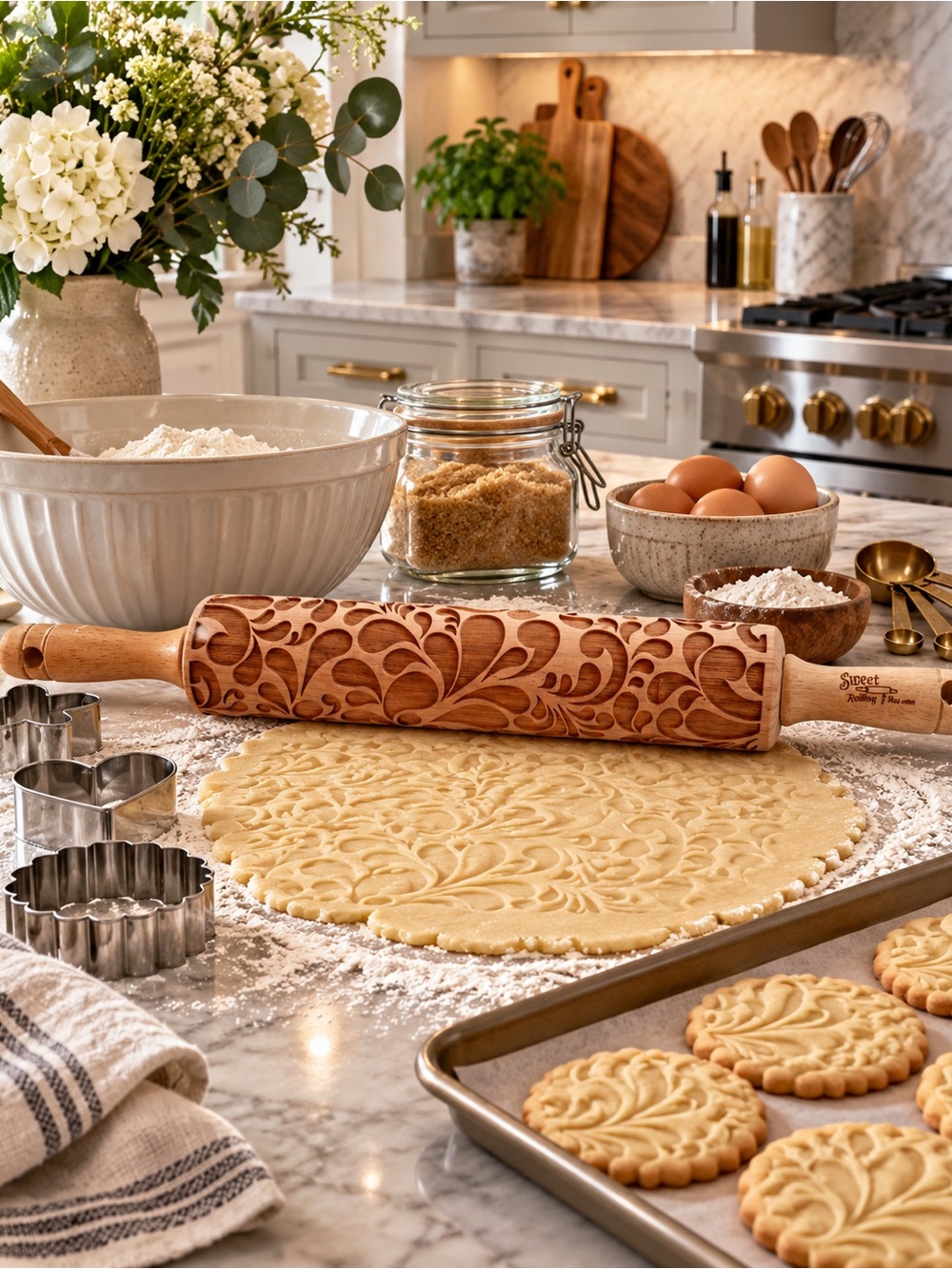 Sweet Rolling Custom Carved Wooden Rolling Pin Baking/Clay
